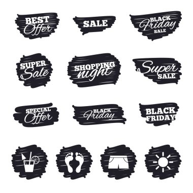 Mürekkep fırça Satılık çizgili ve afiş.