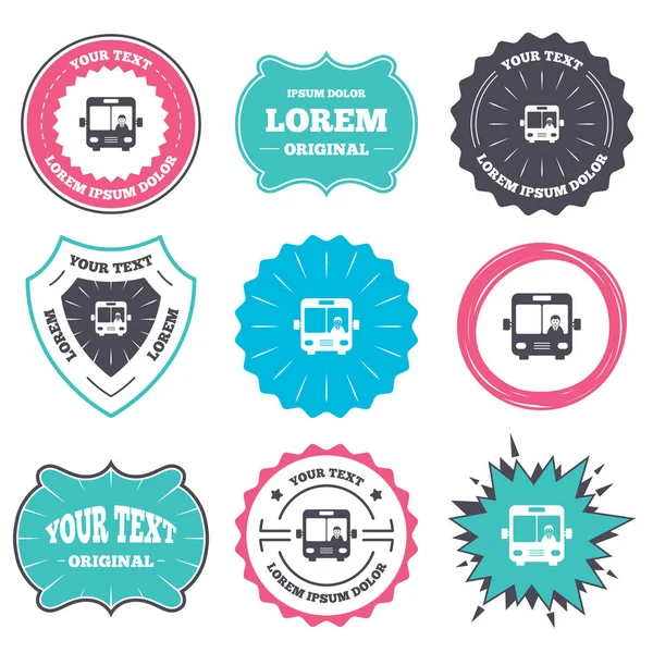 Labels with bus  icons — Stock Vector