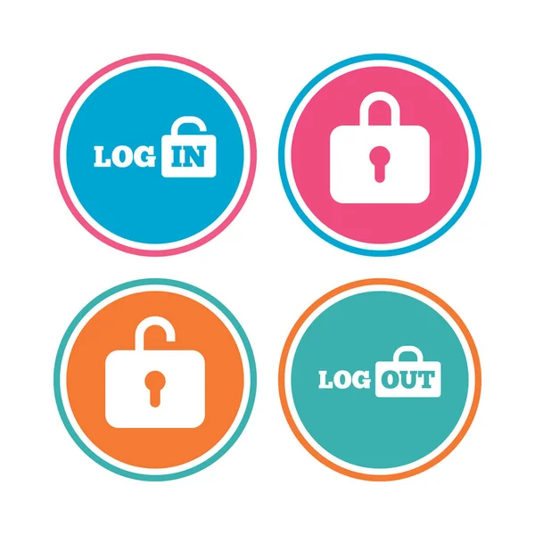 Login en Logout pictogrammen — Stockvector