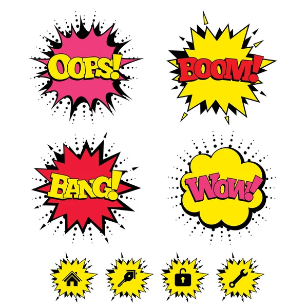 Iconos de Comic Boom — Vector de stock