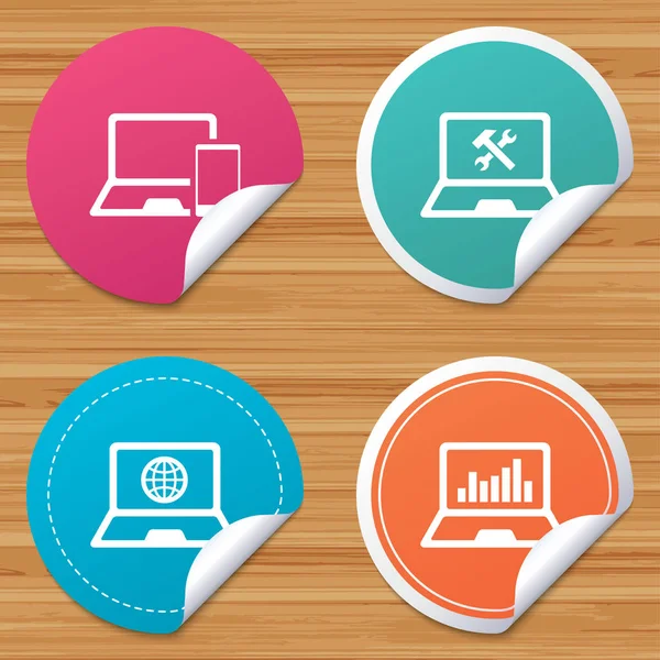 Laptop icons set — Stock Vector