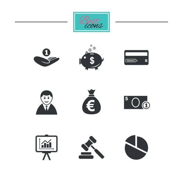 Iconos de dinero, efectivo y finanzas — Vector de stock