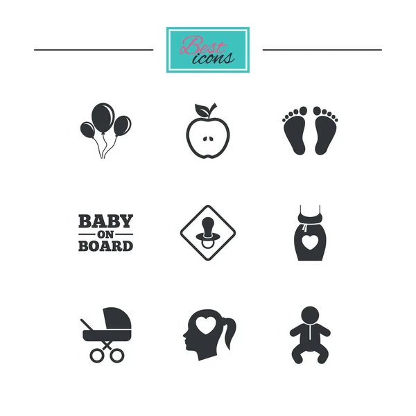 Iconos de embarazo, maternidad y cuidado del bebé . — Archivo Imágenes Vectoriales