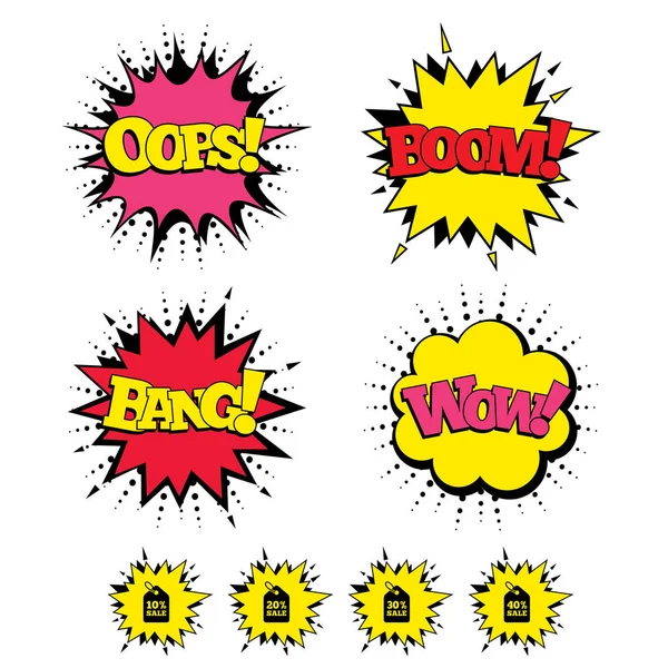 Iconos de Comic Boom — Vector de stock