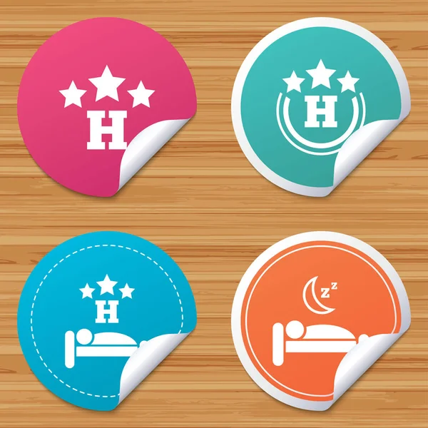 Three stars hotel icons — Stock Vector