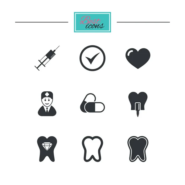 Denti, icone per la cura dentale — Vettoriale Stock
