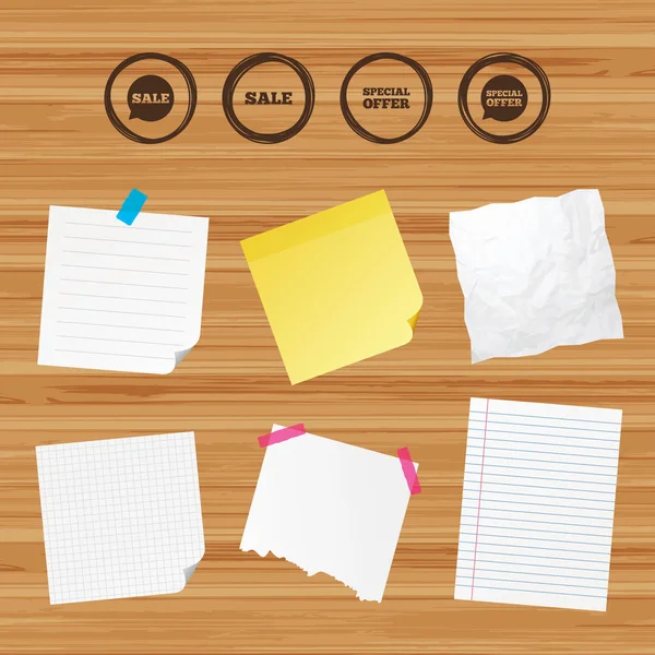 Sticky papers and icons set — Stock Vector