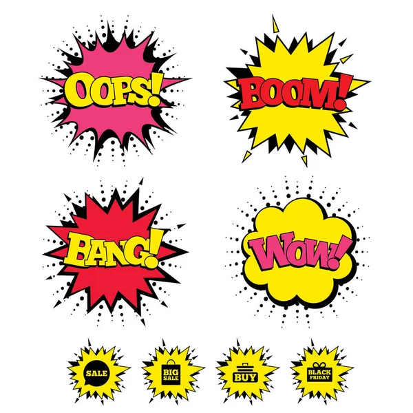 Iconos de Comic Boom — Vector de stock