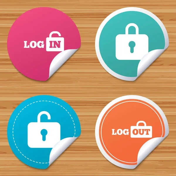 Login en Logout pictogrammen — Stockvector