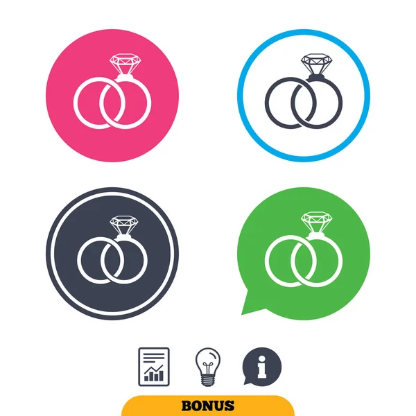 Iconos de anillos de boda — Vector de stock