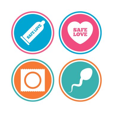 Safe sex love icons clipart