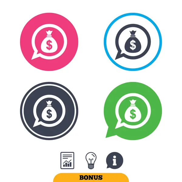 Icônes de signe de sac d'argent — Image vectorielle