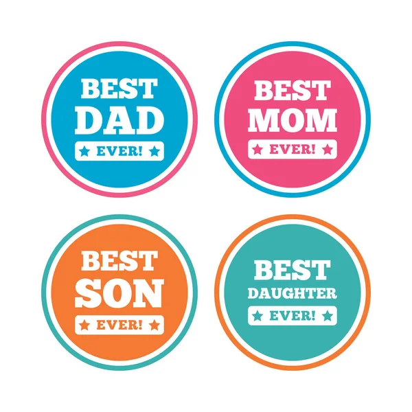 Best mom and dad, son, daughter icons. — Stock Vector