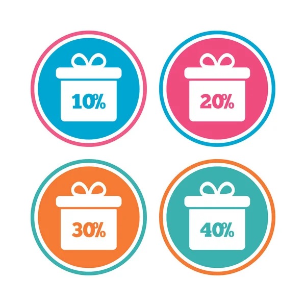 Sale gift box tag icons — Stock Vector