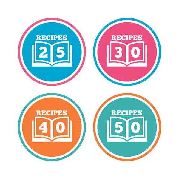 Cookbook icons. Fifty recipes book sign. — Stock Vector