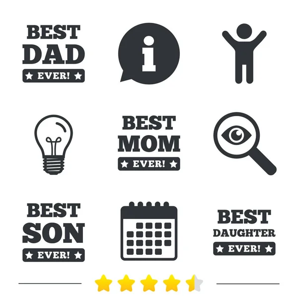 Best mom and dad, son, daughter icons. — Stock Vector