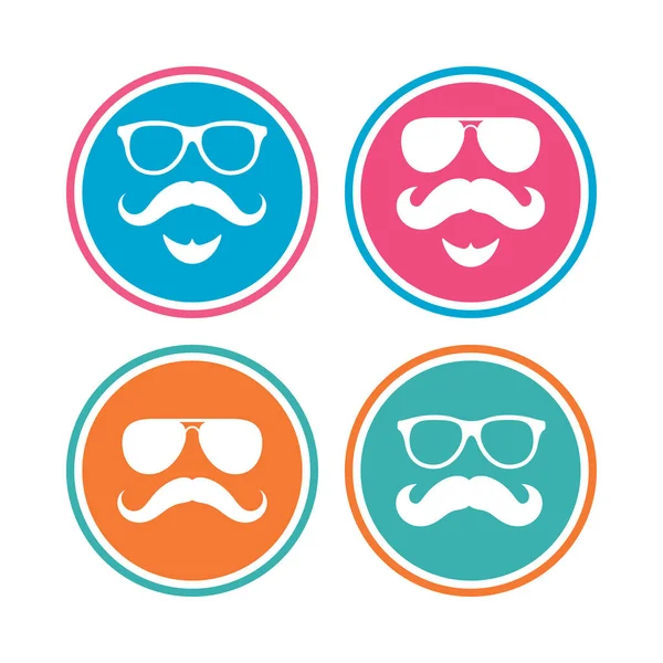 Moustache et lunettes icônes . — Image vectorielle