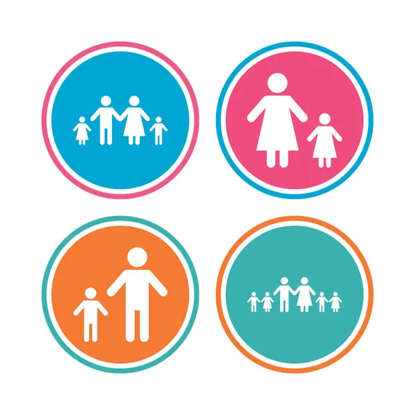 Ebeveynler ve çocuklar Icons set — Stok Vektör