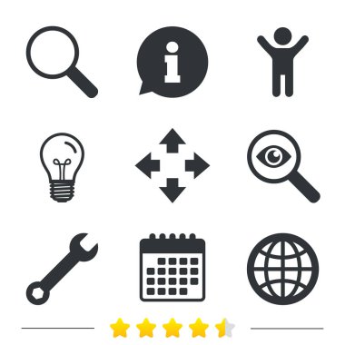 Büyüteç cam ve küre işaretleri.