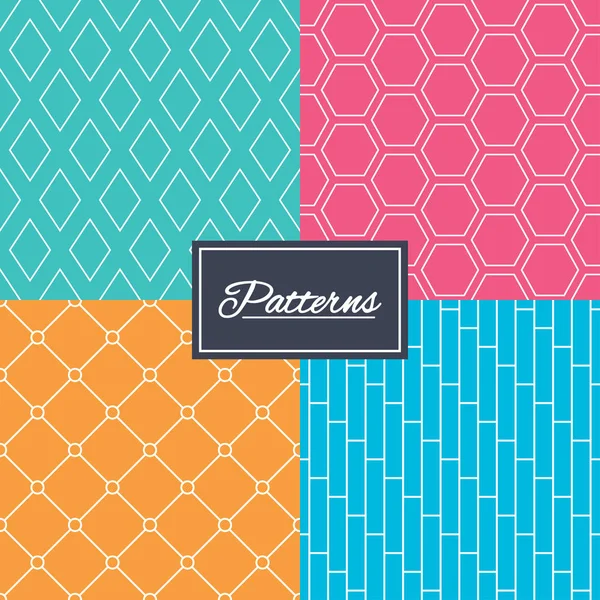 Rhombus, hexagon and grid with circles textures. — Stock Vector