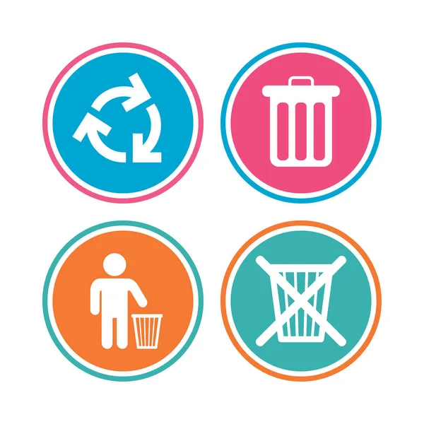 Recycle bin pictogrammen. — Stockvector