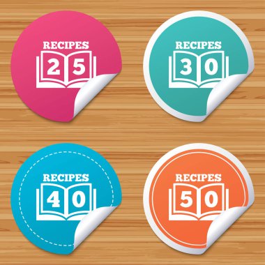 Cookbook icons. Fifty recipes book sign. clipart