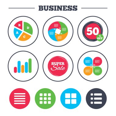 Menü simgeleri listelenmektedir. içerik görünümü seçenekleri.