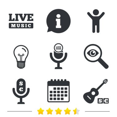 Müzikal öğeleri simgesi. Mikrofon, canlı müzik.