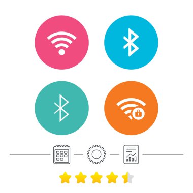 WiFi ve Bluetooth simgeler. Kablosuz mobil şebeke.