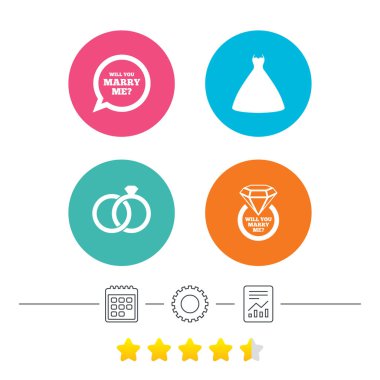 Düğün elbise simgeler. Gelin ve damat yüzük sembolü.