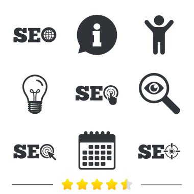 SEO simgeler. Arama Motoru Optimizasyonu sembolleri.