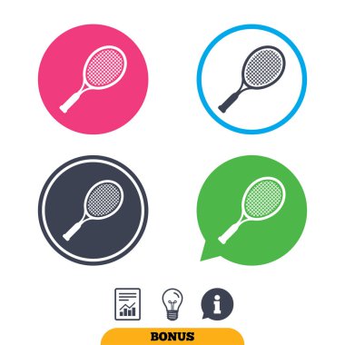 Tennis racket sign icons. Sport symbol.