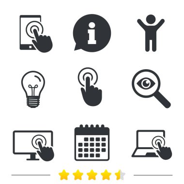 Dokunmatik ekran smartphone. El işaretçisi sembolleri.