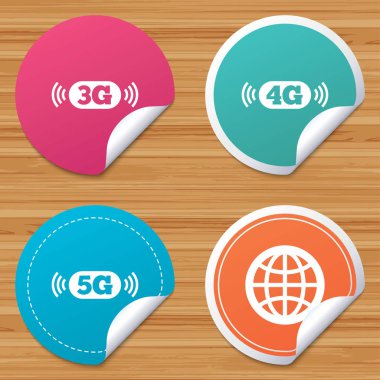 Mobil telekomünikasyon simgeler. 5g, 4g ve 3g.