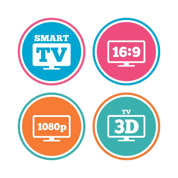 Smart TV mode icons. 3D Television symbol. — Stock Vector