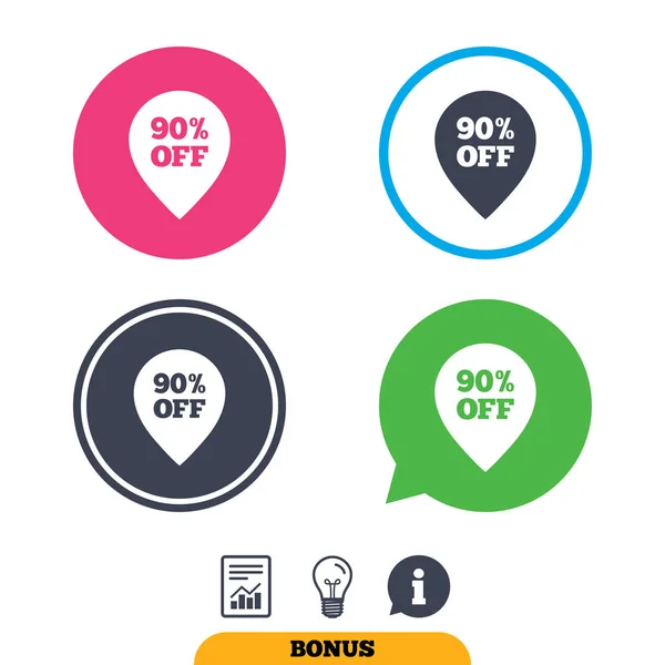 Icônes de signe d'étiquette de pointeur de vente de 90 pour cent . — Image vectorielle