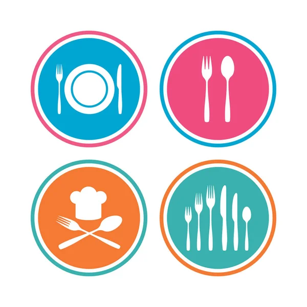 Plate dish with forks and knifes icons — Stock Vector