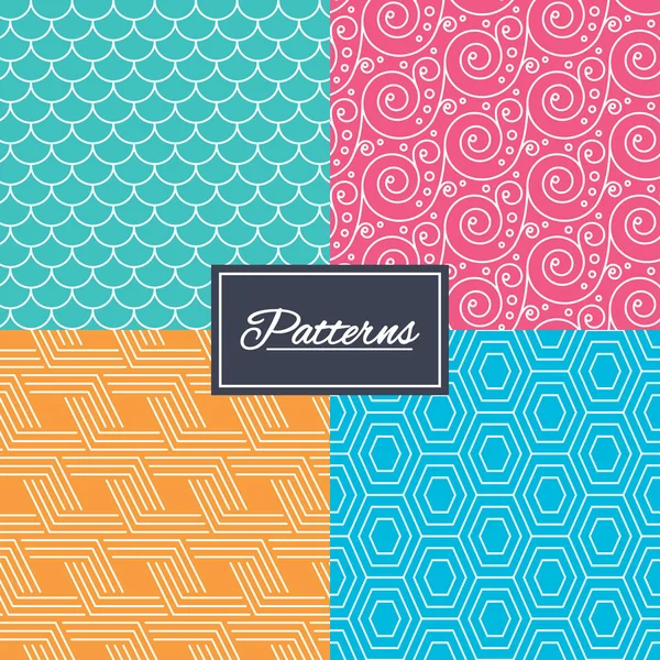 Floral ornament, roof tiles and hex textures. — Stock Vector