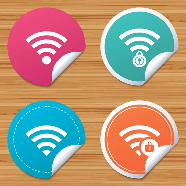 Wifi Wireless Network icons. Wi-fi zone locked. — Stock Vector