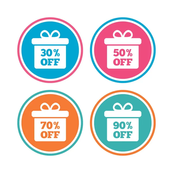 Sale gift box tag icons. Discount symbols. — Stock Vector