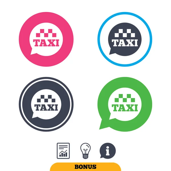 Taxi řeči bublina znamení ikony. Veřejná doprava. — Stockový vektor