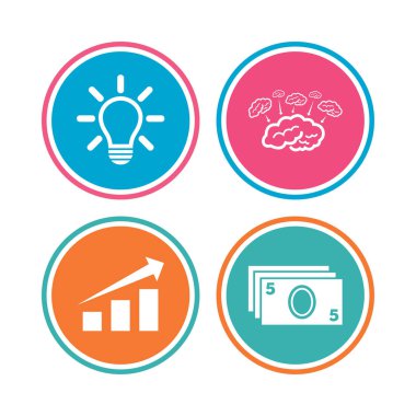 Ok ile grafik, beyin fırtınası. Nakit para.