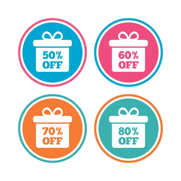 Sale gift box tag icons. Discount symbols. — Stock Vector