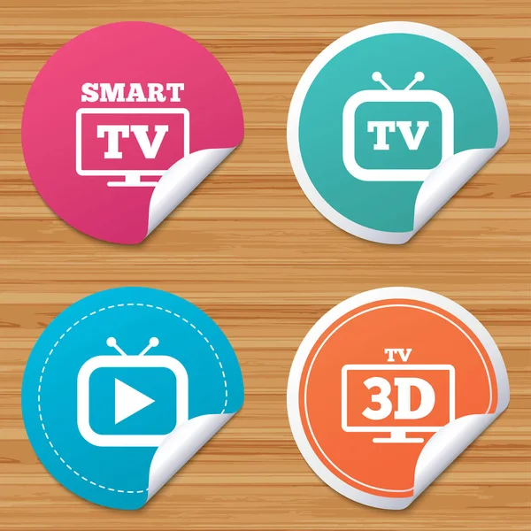 Smart 3D TV mode icons. Retro television symbol. — Stock Vector