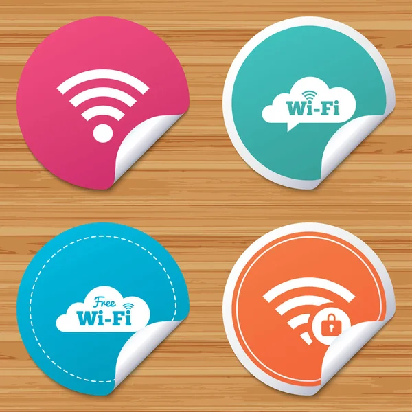 Wifi Wireless Network icons. Wi-fi zone locked. — Stock Vector