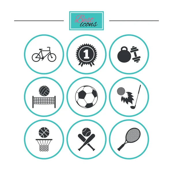 Jeux de sport, icônes de fitness. Football, basket . — Image vectorielle