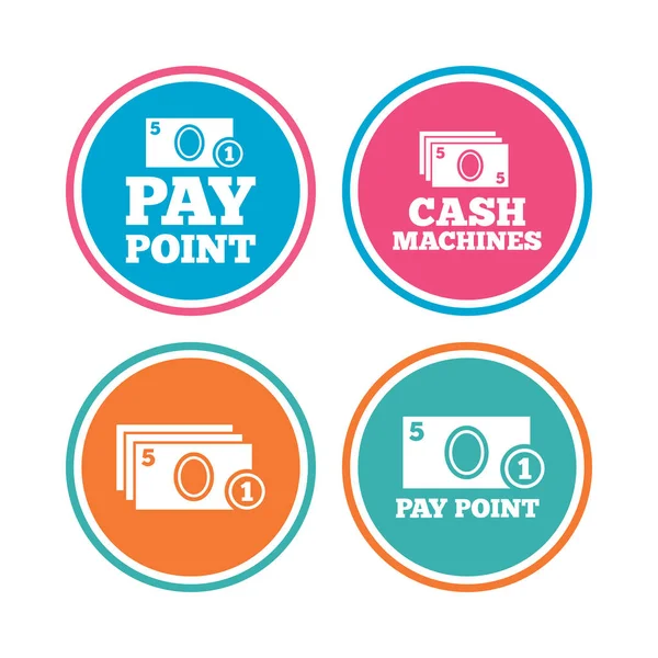 Cash and coin icons. Money machines or ATM. — Stock Vector