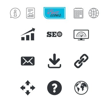 Internet, seo simgeler. Bant genişliği hız işareti.