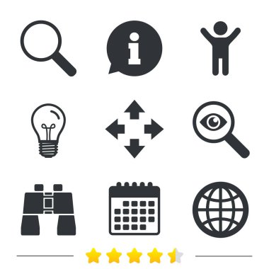 Büyüteç cam ve küre işaretleri