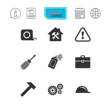 Onarım, inşaat simgeler. Kask, tornavida.